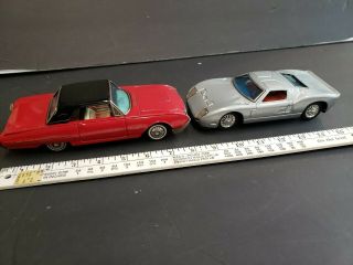 Vintage Tin Toys Friction Cars Ford T - Bird Ford Gt Friction Japan See.