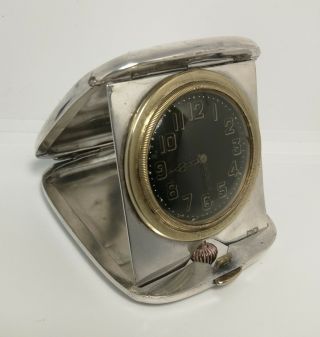 Vtg 1915 Ww1 Lt Col A.  W Brewill Solid Silver Wilsdorf & Davis Rolex Travel Clock
