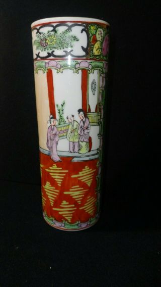 Vintage Chinese Porcelain Brush Pot Hand Painted