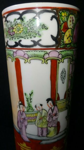 VINTAGE CHINESE PORCELAIN BRUSH POT HAND PAINTED 2