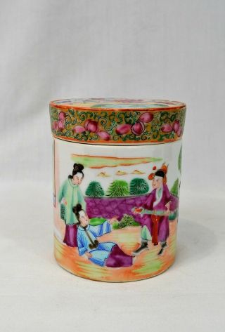 Antique Chinese Canton Enamel Famille Rose Porcelain Pot & Cover 19th C