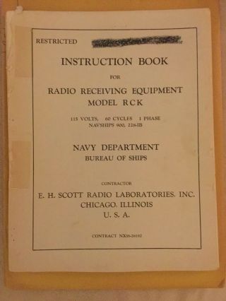 Instruction Book For Radio Receiving Equipment Model Rck