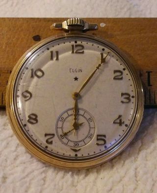 Vintage Elgin Pocket Watch 15 Jewels 10k Gold Filled 35969501