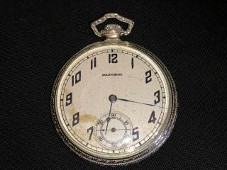 1924 South Bend Model 1 17j 12s Pocket Watch 14k Gold Filled Case -