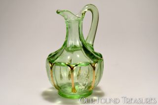 C.  1902 Nestor By Northwood Glass Apple Green Uranium H.  P.  Oil Cruet - No Stopper