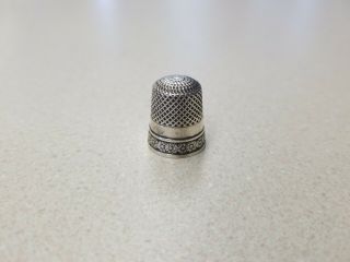 Antique Sterling Silver Sewing Thimble Ornate With Daisy 