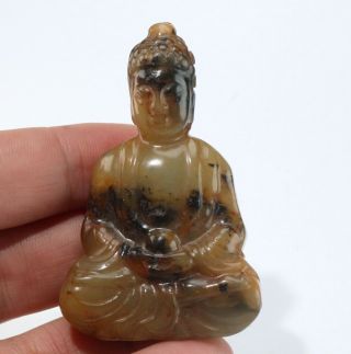 Chinese Jade Carved Jade Buddha Pendant Statue F141