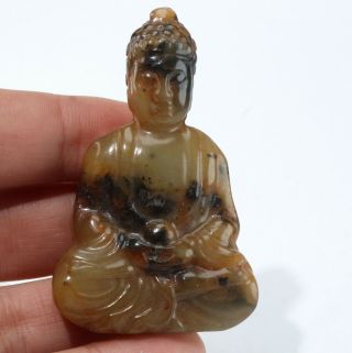 Chinese jade carved jade Buddha pendant statue F141 2