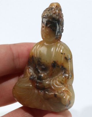 Chinese jade carved jade Buddha pendant statue F141 4