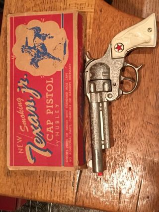 Vintage Hubley Texan Jr Cap Gun And Unfired Mib - Boxed