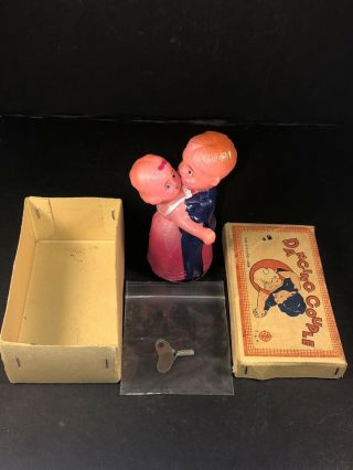 Vintage Celluloid Wind - Up Dancing Couple W/box Made In Occupied Japan