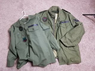 Vtg Military M - 65 Field Coat Jacket W/liner And Button Down Usaf Large Reg - 70s