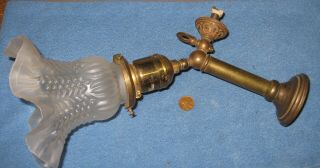 Vintage Victorian Brass Wall Mount Light Fixture - Combination Gas Light And Ele