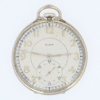 Elgin Pocket Watch - 14k White Gold Filled 17 Jewels