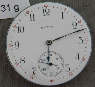 Antique Elgin 16 Size Pocket Watch Movement Only,  Runs