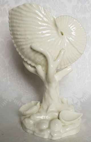 Antique Royal Worcester Blanc De Chine Porcelain Nautilus Shell Vase Rare