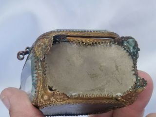 RARE STANDING Antique French Jewelry Box Casket Glass Gilt POCKET WATCH HOLDER 6