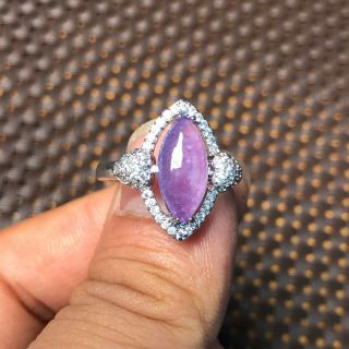 Chinese S925 Silver & Purple Jadeite Jade Handwork Horse Eye Shape No.  6 - 11 Ring