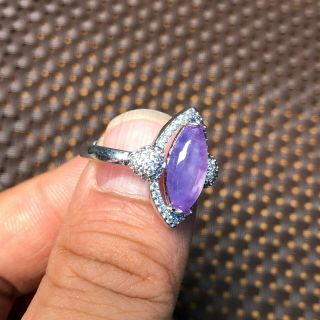 Chinese S925 Silver & Purple Jadeite Jade Handwork Horse Eye Shape No.  6 - 11 Ring 2