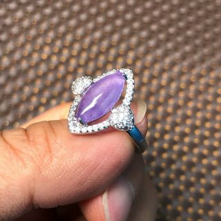 Chinese S925 Silver & Purple Jadeite Jade Handwork Horse Eye Shape No.  6 - 11 Ring 3