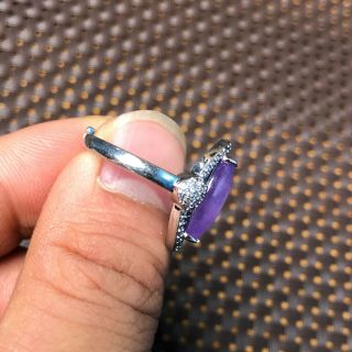 Chinese S925 Silver & Purple Jadeite Jade Handwork Horse Eye Shape No.  6 - 11 Ring 4
