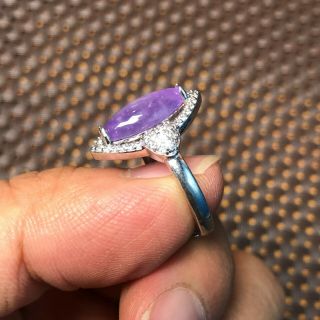 Chinese S925 Silver & Purple Jadeite Jade Handwork Horse Eye Shape No.  6 - 11 Ring 5
