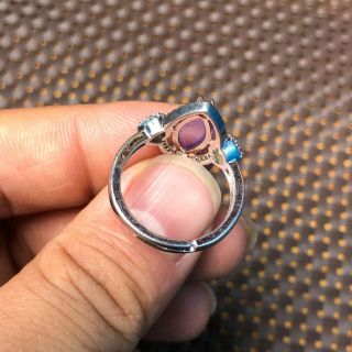 Chinese S925 Silver & Purple Jadeite Jade Handwork Horse Eye Shape No.  6 - 11 Ring 6