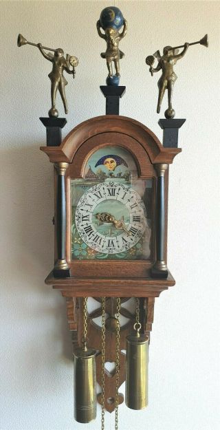 Warmink Wall Clock Dutch Schippertje Ship Clock Vintage Bell Strike Moonphase