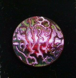 Vintage Luster Glass Button Reds Pinks Gold C9
