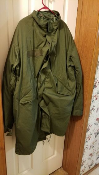 Us Military Extreme Cold Weather Parka Sz Large Green Shell W Cold Weather Liner