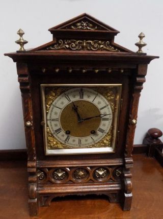 Oak Cased Lenzkirch Ting Tang Bracket Clock C1900s