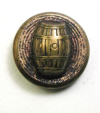 Bb Antique Brass Button Dimensional Wooden Barrel Design - 5/8 "