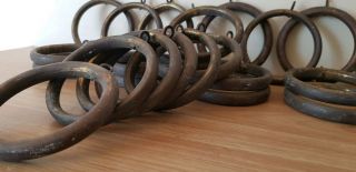 A Set Of 22 Large Antique Hollow Brass Curtain Pole Rings