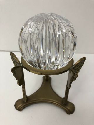 Great City Traders Of San Francisco Vintage Crystal Grooved Ball And Brass Stand