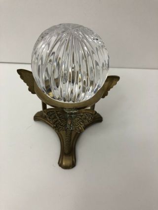 GREAT CITY TRADERS of San Francisco Vintage Crystal Grooved Ball and Brass Stand 2