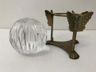 GREAT CITY TRADERS of San Francisco Vintage Crystal Grooved Ball and Brass Stand 5