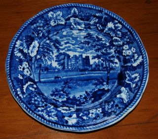19thc.  Staffordshire Dark Blue,  8 1/4 " Breakfast Plate,  Wood 