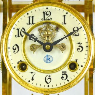 Vintage Ansonia Style Open Escapement Floral Porcelain Regulator Mantle Clock 9