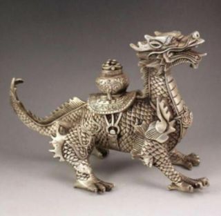 Collectibles Huge Chinese Tibetan Silver Handwork Luck Dragon Statue