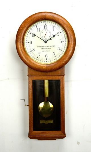 Antique Seth Thomas Santa Fe Railway Montgomery Dial Regulator Wall Clock