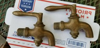 Two (2) Vintage Brass Water Faucets Old Plumbing Fixtures