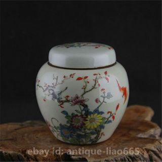 Collect Chinese Famille - Rose Porcelain Flower Birds Bat Jug Kettle Tea Pot Caddy