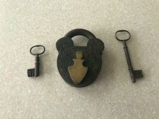 Vintage Antique Padlock And Key