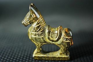 Chinese Old Jade Carved Horse Lucky Statue W60
