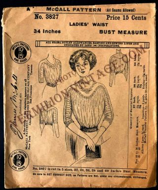 1911 Mccall 3827,  Late Edwardian Ladies 