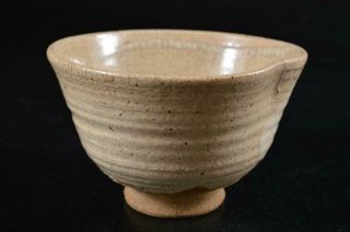 G5048:Japanese Old Hagi - ware White glaze TEA BOWL Green tea tool Tea Ceremony 2