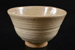 G5048:Japanese Old Hagi - ware White glaze TEA BOWL Green tea tool Tea Ceremony 3