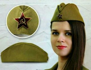 PILOTKA SOVIET ARMY GARRISON CAP WITH A RED ASTERISK SOVIET SOLDIER RUSSIAN USSR 2