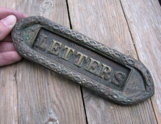 Antique Ornate Small Reclaimed Brass Letter Box Plate / Door Mail Slot / Mailbox 3