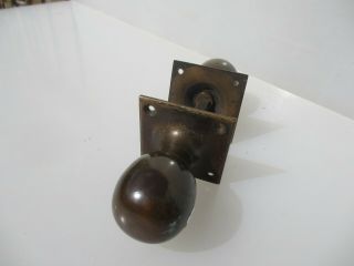 Antique Bronze Door Knobs Handles Vintage Old Victorian Brass Square Plates 6